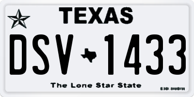 TX license plate DSV1433
