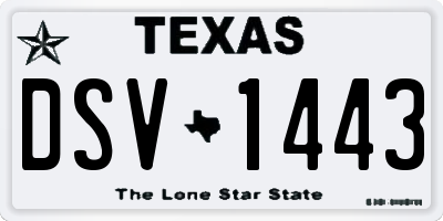 TX license plate DSV1443
