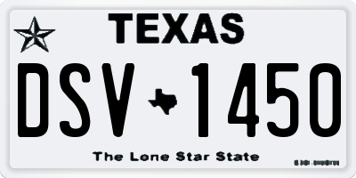 TX license plate DSV1450