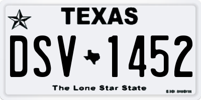 TX license plate DSV1452