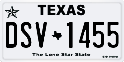TX license plate DSV1455