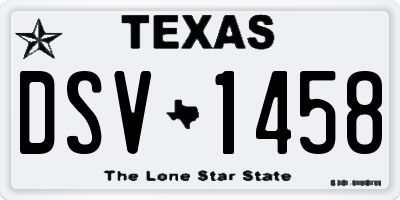 TX license plate DSV1458