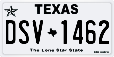 TX license plate DSV1462
