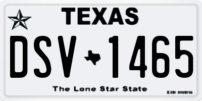 TX license plate DSV1465