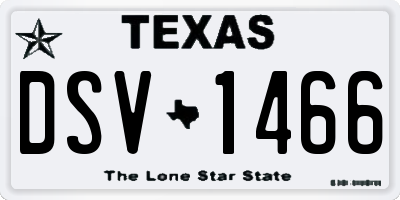TX license plate DSV1466