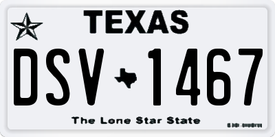 TX license plate DSV1467