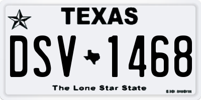TX license plate DSV1468