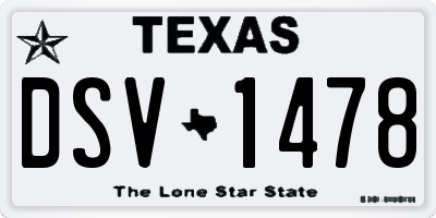 TX license plate DSV1478
