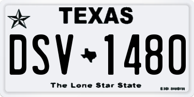 TX license plate DSV1480
