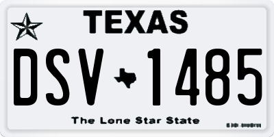 TX license plate DSV1485