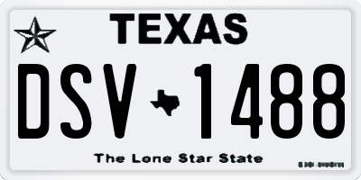 TX license plate DSV1488