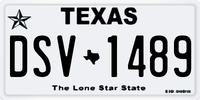 TX license plate DSV1489