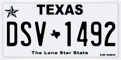 TX license plate DSV1492