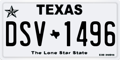 TX license plate DSV1496