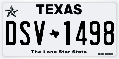 TX license plate DSV1498