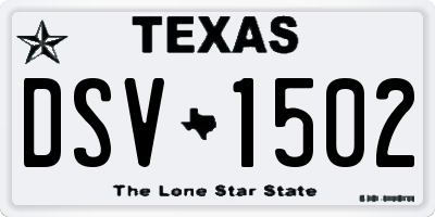 TX license plate DSV1502