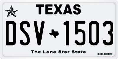 TX license plate DSV1503
