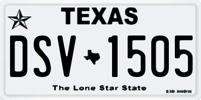 TX license plate DSV1505
