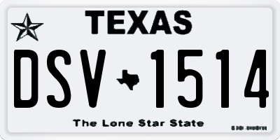 TX license plate DSV1514