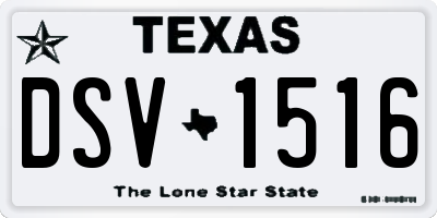 TX license plate DSV1516