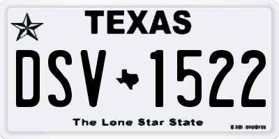 TX license plate DSV1522