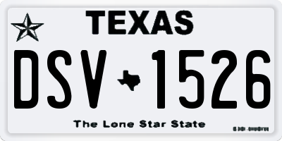 TX license plate DSV1526
