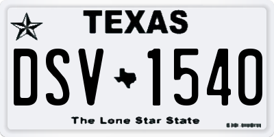 TX license plate DSV1540