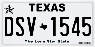 TX license plate DSV1545