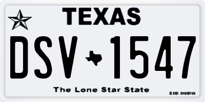 TX license plate DSV1547
