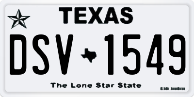 TX license plate DSV1549