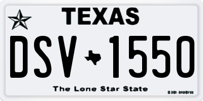 TX license plate DSV1550