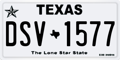 TX license plate DSV1577