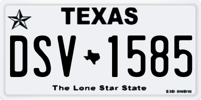 TX license plate DSV1585