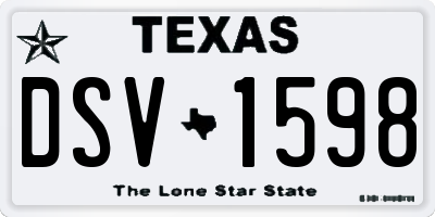 TX license plate DSV1598