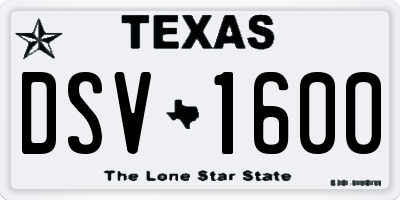 TX license plate DSV1600