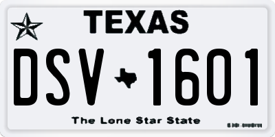 TX license plate DSV1601