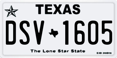 TX license plate DSV1605