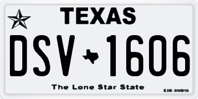 TX license plate DSV1606