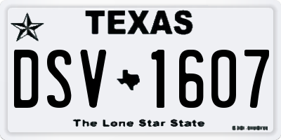 TX license plate DSV1607