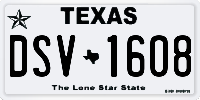 TX license plate DSV1608