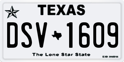 TX license plate DSV1609