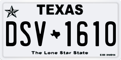 TX license plate DSV1610
