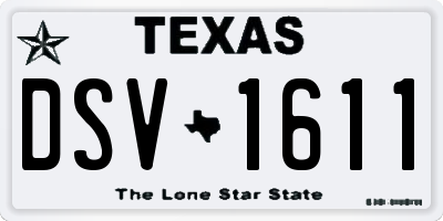 TX license plate DSV1611