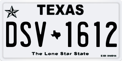 TX license plate DSV1612