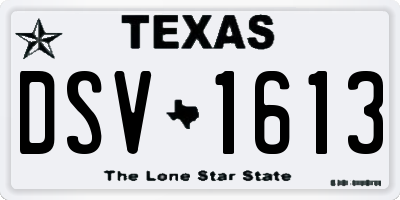 TX license plate DSV1613