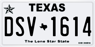 TX license plate DSV1614