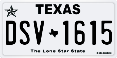 TX license plate DSV1615