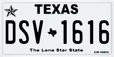 TX license plate DSV1616