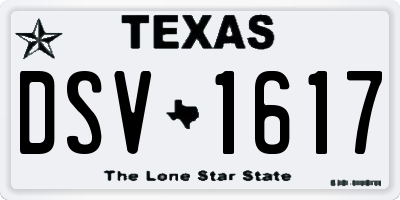 TX license plate DSV1617