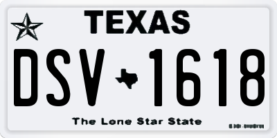 TX license plate DSV1618